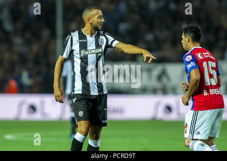 Thessaloniki, Griechenland - 24. Juli 2018: Die Spieler von PAOK Omar El Kaddouri in Aktion während der UEFA Champions League zweite Qualifikationsrunde übereinstimmen, 1. Stockfoto