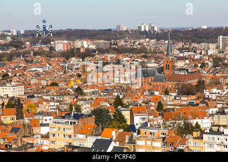 Blick über das Häusermeer der belgischen Hauptstadt Brüssel, Stockfoto