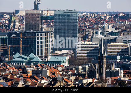 Blick über das Häusermeer der belgischen Hauptstadt Brüssel, Business District, Stockfoto