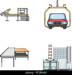 Automobilindustrie und andere Symbol im Comic-stil. Neue Technologien Symbole in der Sammlung. Stock Vektor