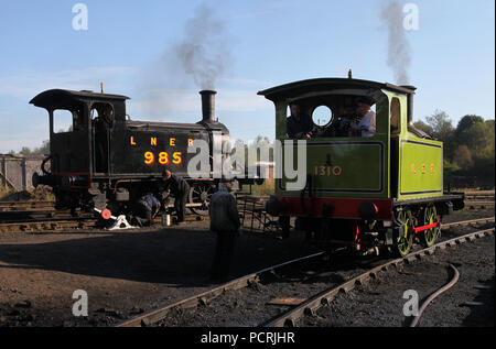 Y7 s 985 & 1310 Rest auf Marley Hügel auf der Tanfield Railway shed. Stockfoto