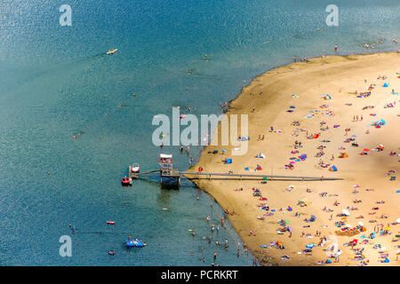 See, Halterner Stausee mit Lido und Terrasse, Luftaufnahme von Haltern am See Stockfoto