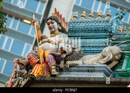 Sri Veeramakaliamman Tempel, Lion Abbildung, Serangoon Road, Little India, Singapur, Asien, Singapur Stockfoto