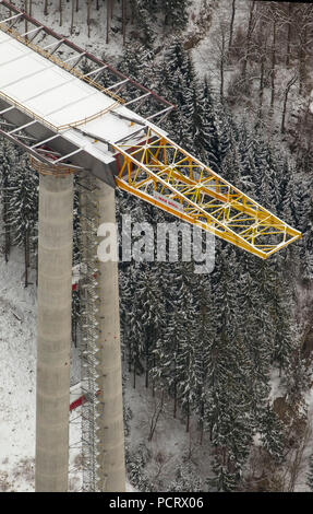 Luftaufnahme, ein 44 Brücke, Brückenbau, höchste Viadukt in Nordrhein-Westfalen, Bestwig, Sauerland, Nordrhein-Westfalen, Deutschland, Europa Stockfoto