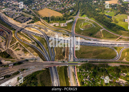 Autobahnkreuz, große Baustelle, B 40 Ruhrschnellweg Baustelle, Donetsk-Ring, Bochum, Ruhrgebiet, Nordrhein-Westfalen, Deutschland Stockfoto