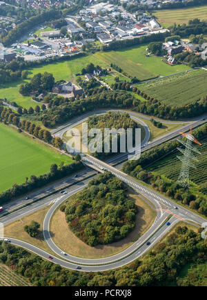 Ausfahrt Autobahn A 31 Kirchhellen Friesenspieß, Bottrop, Ruhrgebiet, Kirchhellen, Nordrhein-Westfalen, Deutschland Stockfoto