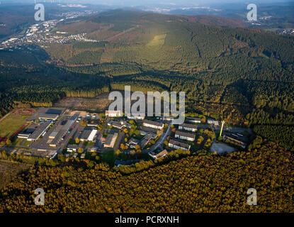 Flüchtlingslager in der ehemaligen Kaserne in Burbach, Siegerland Misshandlung von Asylbewerbern durch die Wachdienste, European Homecare, Burbach, Sauerland, Nordrhein-Westfalen, Deutschland Stockfoto