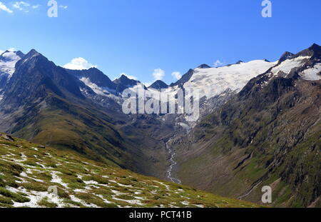 Alpine Gletscher Landschaft Panorama in der Nähe von Obergurgl, Ötztal in Tirol, Österreich. Stockfoto