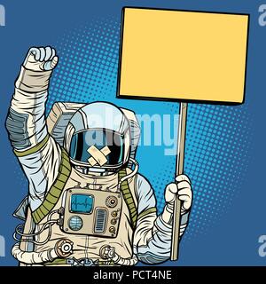 Astronaut mit Gag protestieren für die Freiheit der Rede Stock Vektor