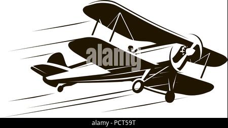 Vintage fliegende Flugzeuge. Flugzeug Symbol. Retro Vektor illustration Stock Vektor