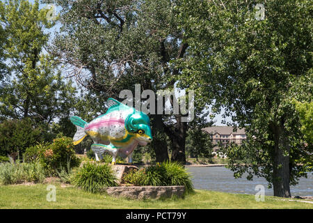 Die Rainboffalo von Chris Miller ist Gestaltungsarbeit in Great Falls, Montana, USA angezeigt Stockfoto