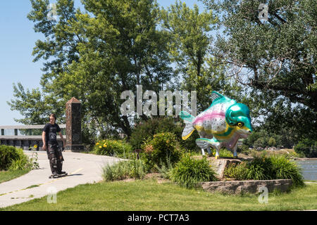 Die Rainboffalo von Chris Miller ist Gestaltungsarbeit in Great Falls, Montana, USA angezeigt Stockfoto