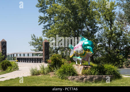 Die Rainboffalo von Chris Miller ist Gestaltungsarbeit in Great Falls, Montana, USA angezeigt Stockfoto