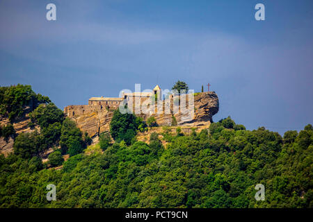 Rocacorba Kloster Santuari de la Mare de Déu de Rocacorba, Kloster Unserer Lieben Frau von Rocacorba, Kloster, Hermitage, Porqueres, Costa Brava, Katalonien, Spanien Stockfoto