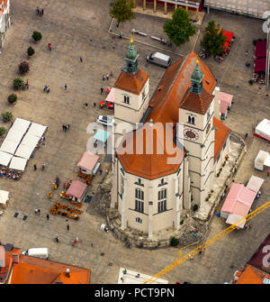 Luftbild, Kirche am Neupfarrplatz in Regensburg, unabhängige Stadt in Ostbayern, Bayern, Deutschland Stockfoto