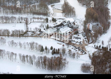 Luftbild, Vesper Golf Hotel, verschneite Golfplatz, Sprockhoevel ueber, Ruhrgebiet, Nordrhein-Westfalen, Deutschland, Europa Stockfoto