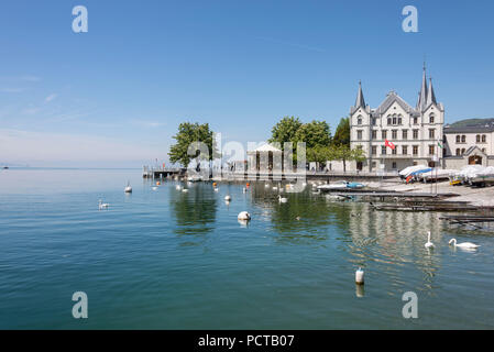 Chateau l'Aile am Genfer See, Vevey, Riviera-Pays-d'Enhaut, in der Nähe von Lausanne, Kanton Waadt, West Switzerland, Schweiz Stockfoto