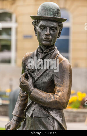 Charlie Chaplin Statue, Vevey, Genfer See, Kanton Waadt, Schweiz Stockfoto