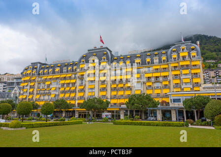 5-Sterne Luxushotel Grandhotel "Montreux Palace", Montreux, Genfer See, Kanton Waadt, West Switzerland, Schweiz Stockfoto