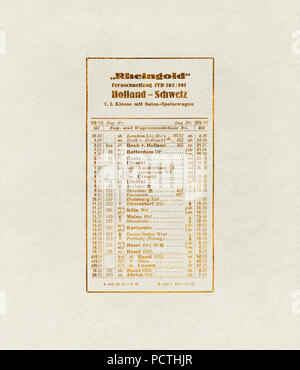 Rheingold, FFD 102/101, Fahrplan, Grafiken, falsche Farben, [M], RailArt Stockfoto