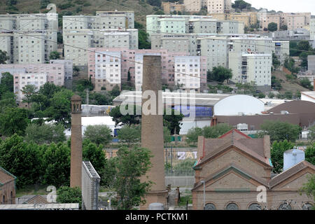 Urbane Landschaft in Santa Coloma de Gramanet, ein Bereich, der das Stadtgebiet von Barcelona der unteren Mittelschicht Residences Stockfoto