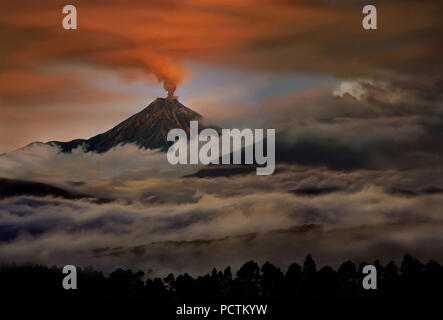 Tungurahua Vulkan Vulkanausbruch in Ecuador, Südamerika Stockfoto