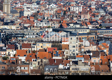 Blick über das Häusermeer der belgischen Hauptstadt Brüssel, Stockfoto