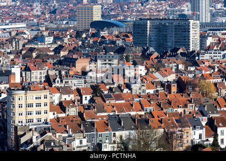 Blick über das Häusermeer der belgischen Hauptstadt Brüssel, Stockfoto