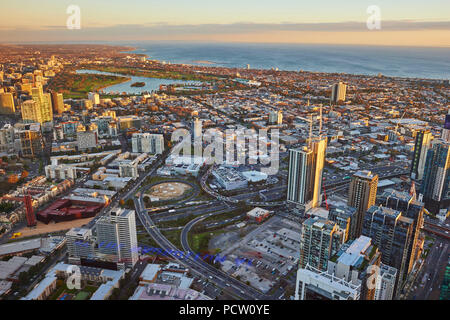 Blick von der Eureka Tower über Melbourne, Victoria, Australien, Ozeanien Stockfoto