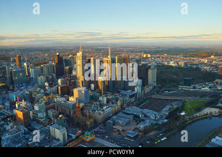 Blick von der Eureka Tower über Melbourne, Victoria, Australien, Ozeanien Stockfoto