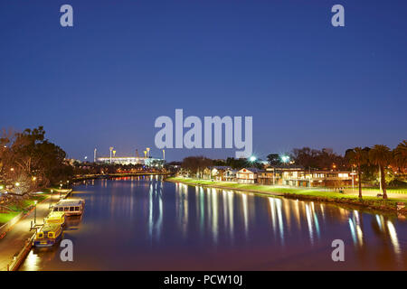 Olympiastadion und City Park am Fluss Yarra, Stadtbild, Melbourne, Victoria Stockfoto