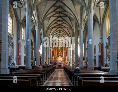 Deutschland, Bayern, Oberbayern, Altötting, Kapelle statt, Stiftskirche Pfarrkirche St. Philipp und Jakob, Innenansicht Stockfoto