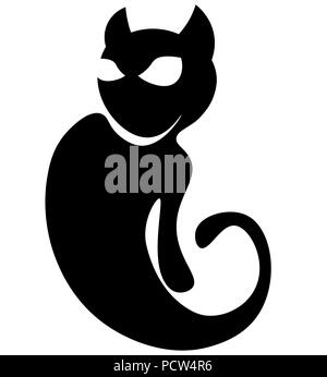 Abstrakte Silhouette von schwarze Katze mit Paw, Cat, minimalistischen Logo Stock Vektor