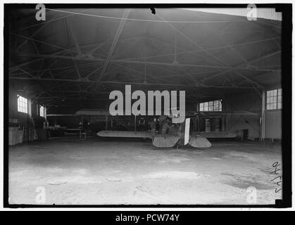 Alliierte Flugzeuge Demonstration am Polo Grounds. HANGARS. Flugzeuge, AVRO UND CURTIS BEDINGT Stockfoto