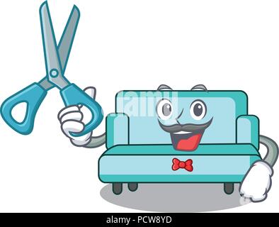 Friseur sofa Charakter Cartoon Stil Stock Vektor