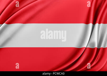 Österreich Flagge mit einem glänzende Seide Textur. Stockfoto