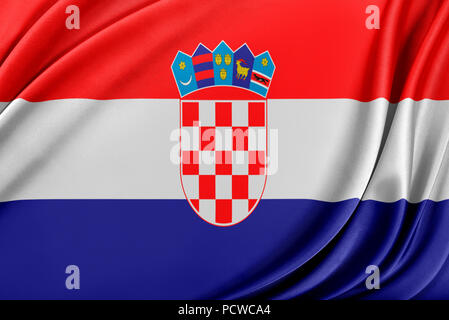 Kroatien-Flagge mit einem glänzende Seide Textur. Stockfoto