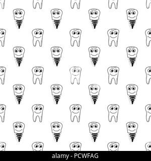 Gesunde Zähne nahtlose Muster. Die molare isoliert auf weißem Hintergrund Stockfoto