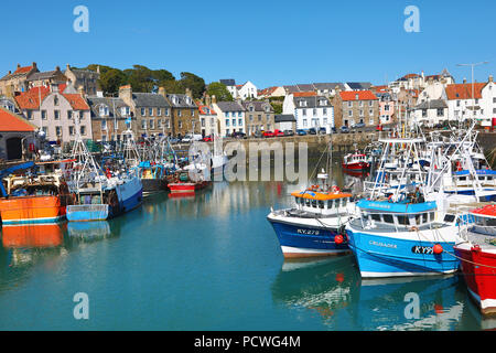 Fischerboote im Hafen Pittenweem, Fife, Schottland Stockfoto