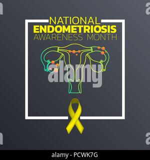 Nationale Endometriose ßtsein Monat Icon Design, infografik Gesundheit. Vector Illustration. Stock Vektor