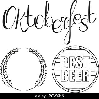 Line Art schwarz und weiß Oktoberfest einstellen Stock Vektor