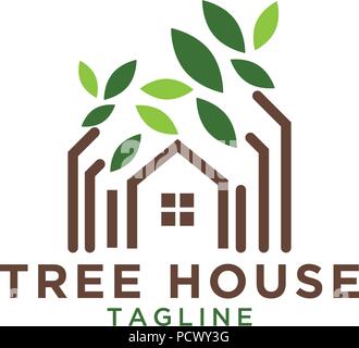 Abbildung: Tree House Logo Design Template Stock Vektor