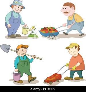 Cartoon G rtner Arbeiten Die Bew sserung Eine Blume Tr gt Trolley cartoon-g-rtner-arbeiten-die-bew-sserung-eine-blume-tr-gt-trolley
