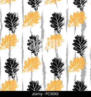 Die nahtlose Vektor Muster mit Eichenlaub, Orang und Black oak leaf pattern Stock Vektor