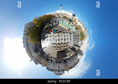 Full Circle Panorama: Rossio, Lissabon, Portugal. Stockfoto