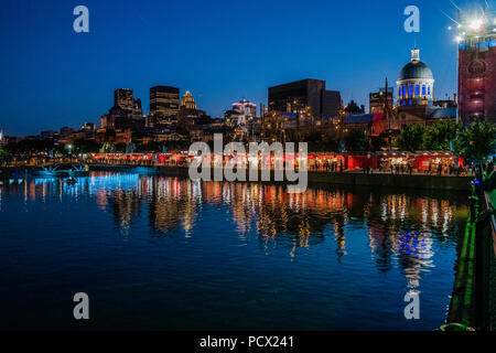 Montreal alter Hafen bei Nacht Stockfoto