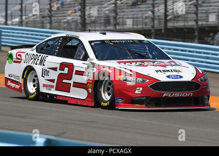 August 4, 2018: Monster Energy NASCAR Cup Series Treiber Brad Keselowski #2 während der Praxis für das Monster Energy NASCAR Cup Series Bowling am Glen am Samstag, 4. August 2018 in Watkins Glen International in Watkins Glen, New York. Reich Barnes/CSM Stockfoto