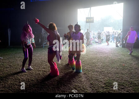 Brighton, UK. 4. August 2018. Festivalbesucher erfreuen sich während der Britney Spears Konzert in diesem Jahr stolz in Brighton, East Sussex. Credit: Andrew Hasson/Alamy leben Nachrichten Stockfoto