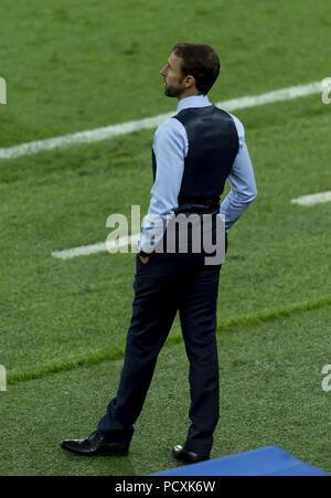 2018 FIFA World Cup Runde 16 Match zwischen Kolumbien und England an der Spartak Stadium in Moskau, Russland Mit: Gareth Southgate Wo: Moskau, Russische Föderation Wann: 03 Aug 2018 Quelle: Anthony Stanley/WENN.com Stockfoto