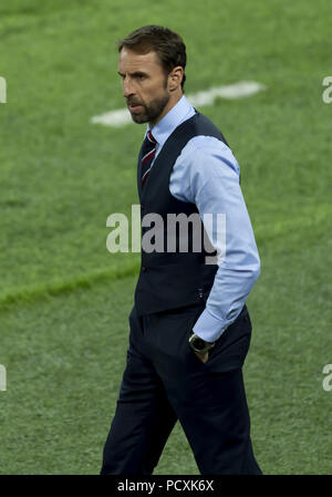 2018 FIFA World Cup Runde 16 Match zwischen Kolumbien und England an der Spartak Stadium in Moskau, Russland Mit: Gareth Southgate Wo: Moskau, Russische Föderation Wann: 03 Aug 2018 Quelle: Anthony Stanley/WENN.com Stockfoto